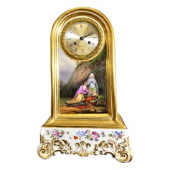 French Porcelain Mantel Clock by Raingo Freres, Paris