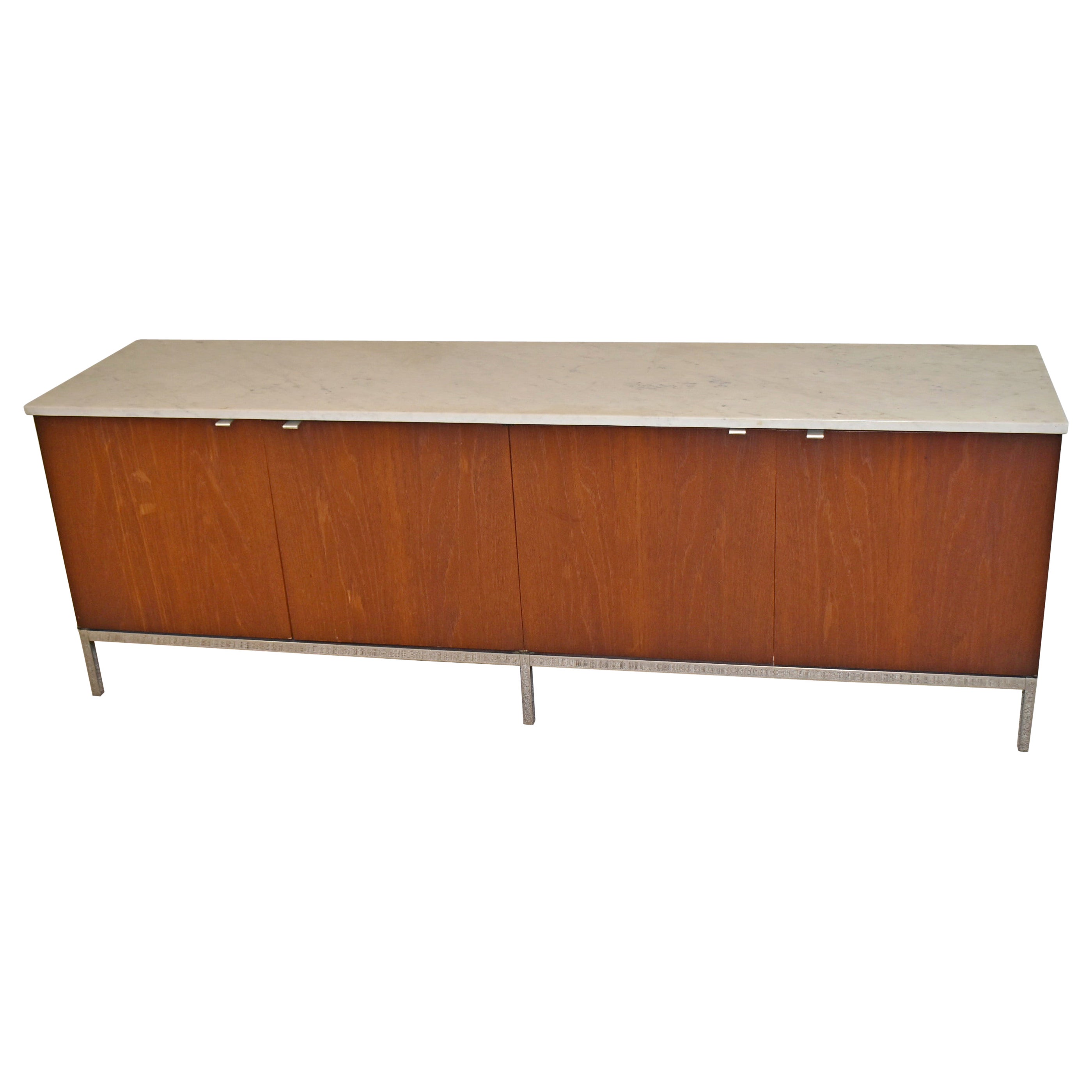 Knoll Walnut Credenza with Marble Top For Sale