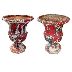 French Pair of Iron Cups with Paint Remnants