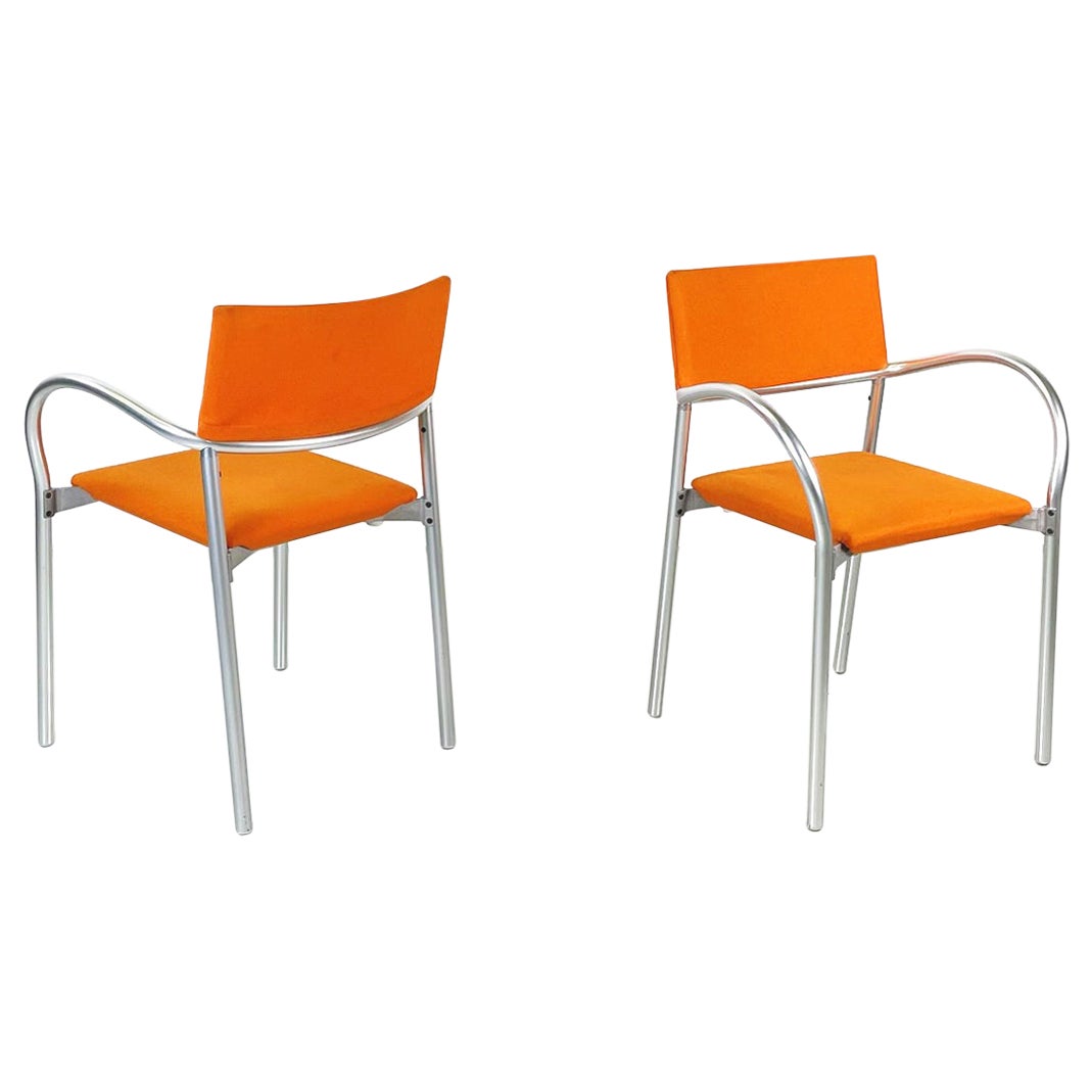 Italian Modern Orange Fabric Chairs Mod, Breeze by Bartoli for Segis, 1980s For Sale