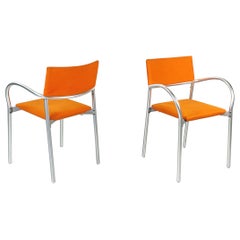 Italian Modern Orange Fabric Chairs Mod, Breeze by Bartoli for Segis, 1980s