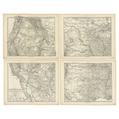 Satz von 4 antiken Karten eines Teils der Vereinigten Staaten von Amerika