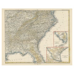 Antique Map of the Region of Georgia with Inset Maps of Florida and Texas