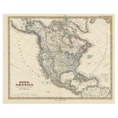Mapa antiguo coloreado a mano de América del Norte y las Indias Occidentales