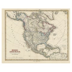 Used Map with Hand Coloring of North America and the West Indies