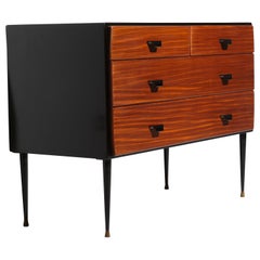 1950s Italian Chest of Drawers with Iron Legs and Brass Details
