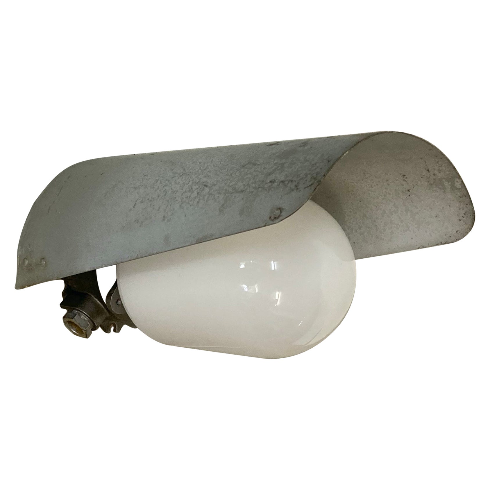 Idman Wall Light in the Style of Paavo Tynell, Opaline Glass & Aluminum 1950s