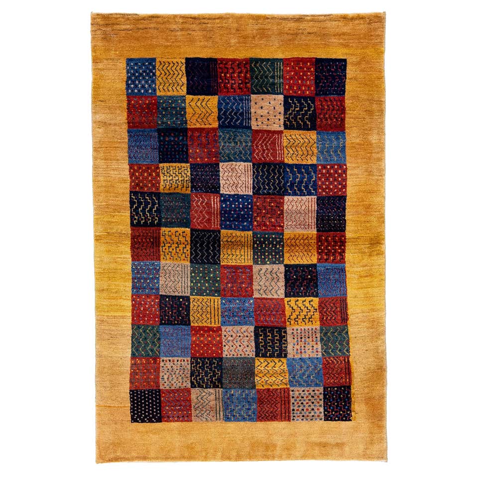 Contemporary Persian Gabbeh Wool Rug With Multicolor Pattern For Sale ...