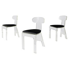 Moderne italienische Stühle aus transparentem, dickem Plexiglas und schwarzem Himmel, 1980er Jahre
