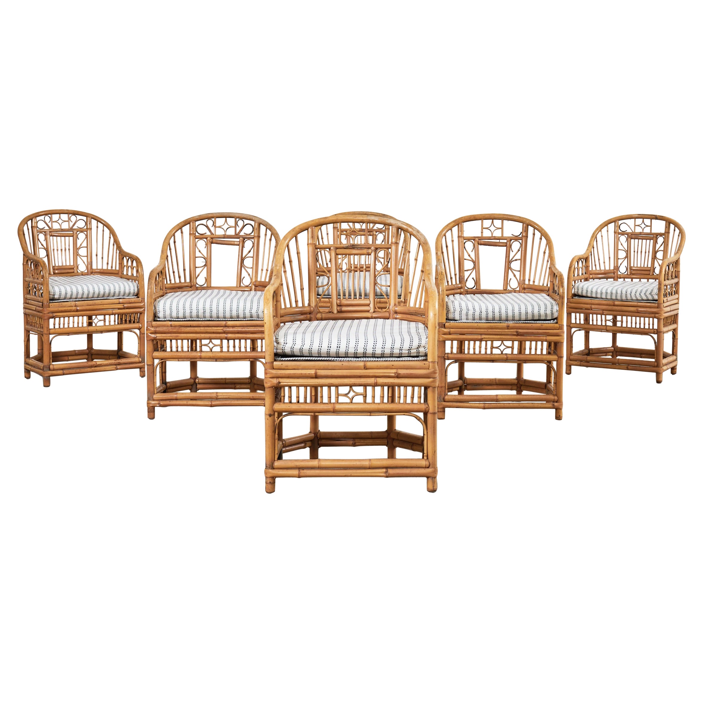 Set of Six Brighton Pavilion Style Bamboo Dining Armchairs For Sale