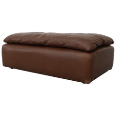 Gelderland Extra Long Chocolate Leather Ottoman with Top Cushion
