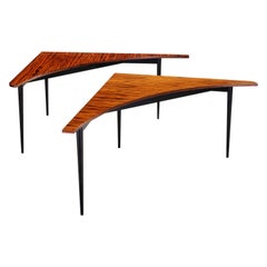 Paire de tables d'angle en macassar courbes Harvey Probber - Mid Century Modern Rare