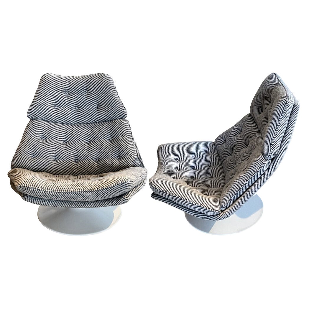 Geoffroy Harcourt Pair Swivel Chairs, England, 1960s For Sale