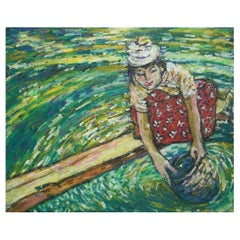 Retro AUNG KHIN - Impressionist Oil Pastel Drawing - Unsigned - Myanmar - 20th Century