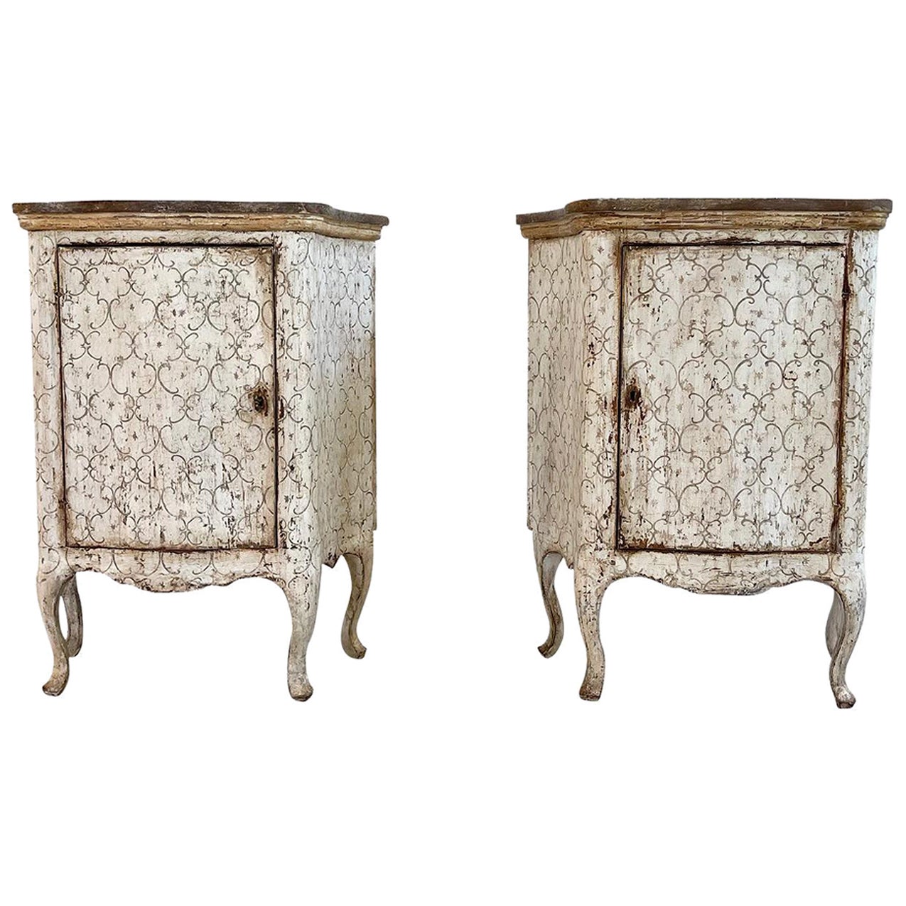 19th Century Italian Pair of Antique Louis XIV Pinewood Cabinets Arte Povera For Sale