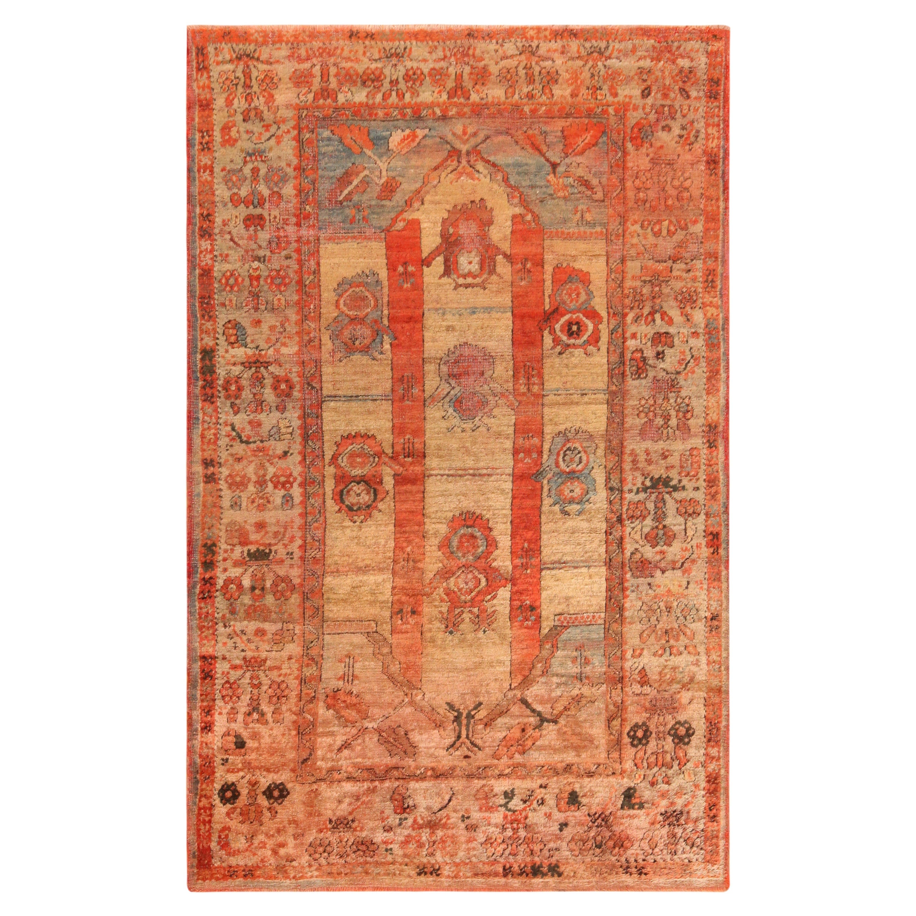 Antiker türkischer Angora Oushak-Teppich aus Angora. 4 ft 2 in x 6 ft 9 in 