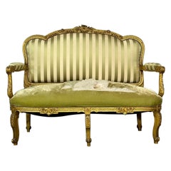 Giltwood Settee, Canape Louis XV, Durand, 19th Century, Solid Wood