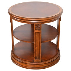 Regency Carved Banded Mahogany Three-Tier Drum Side Table