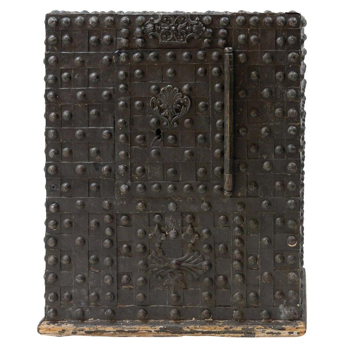 18th Century Black French Iron Safe, Antique Cassa Forte For Sale