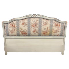 Italian Hand Painted Pastel King Size Upholstered Headboard, Bedframe