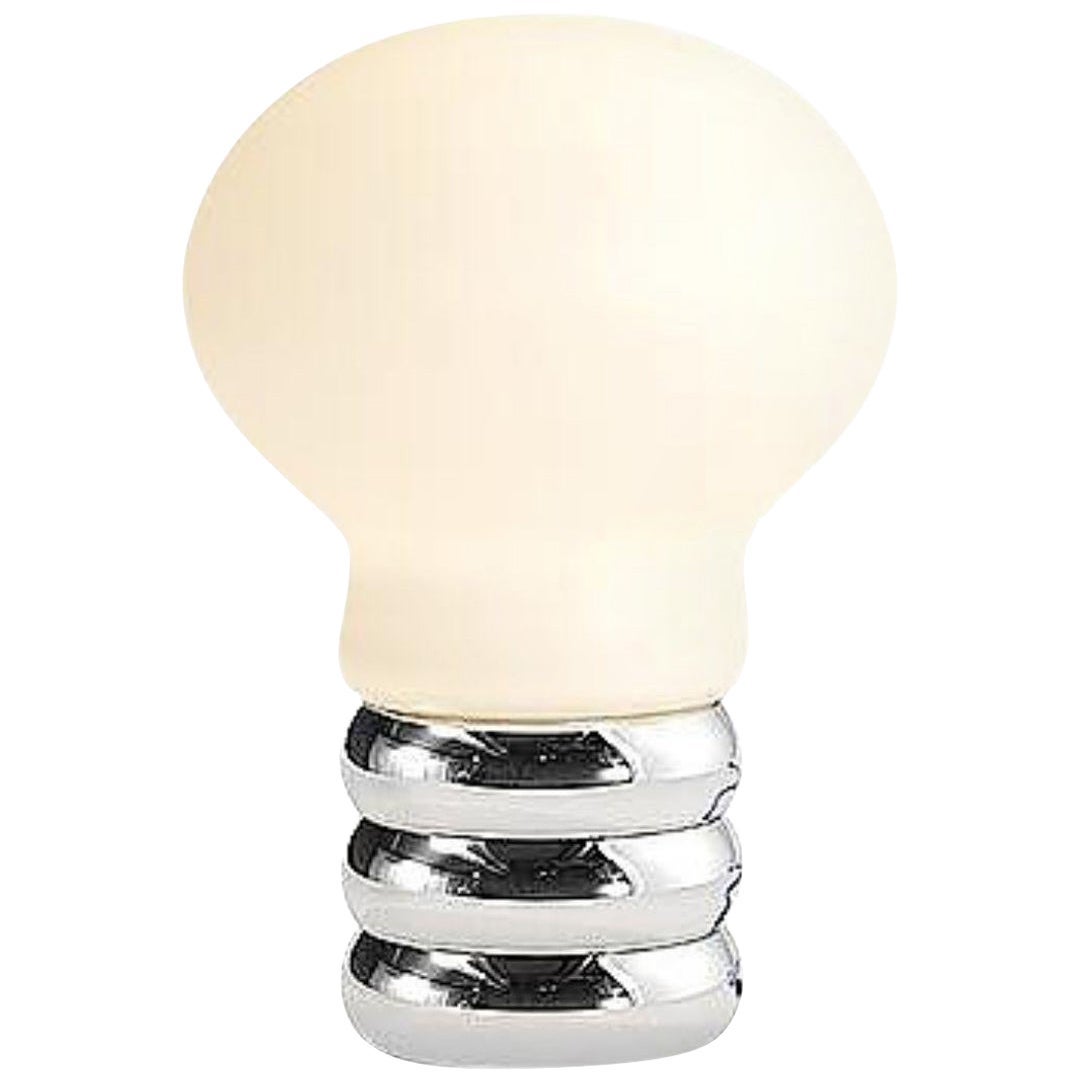 Porzellan-Tischlampe „B. Bulb“ aus mundgeblasenem Opalglas in Chrom für Ingo Maurer