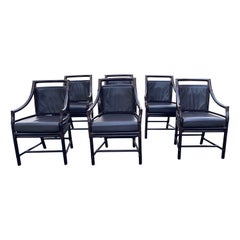 Set of Six Stunning McGuire Organic Modern Rattan Target Arm Chairs
