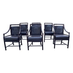 Vintage Set of Six Stunning McGuire Organic Modern Rattan Target Arm Chairs