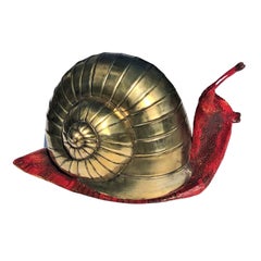 Vintage Sergio Bustamante Mexican Snail Sculpture Signed 26/100, Hand Painted