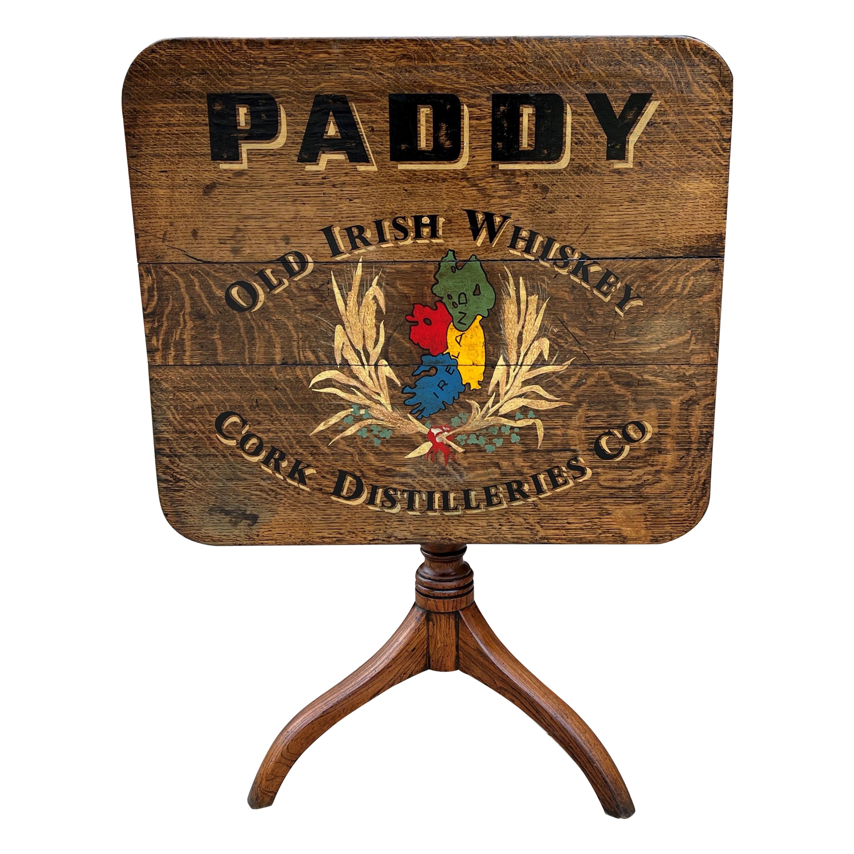Table irlandaise d'antiquités table de bar à whisky table rectangulaire à rabat en chêne irlandais IRELAND en vente