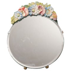 Antique English Barbola Dressing Mirror