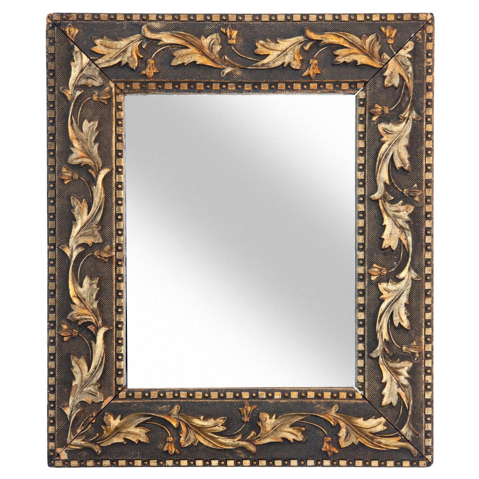 Mouvement esthétique - Miroir ancien en or avec feuilles dorées en vente