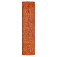 One of a Kind Hand Knotted Traditional Oriental Mogul Orange Runner Area Rug