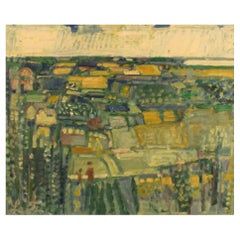 Leo Thellefsen '1909-1997' Listed Danish Artist, Oil /Board, Modernist Landscape