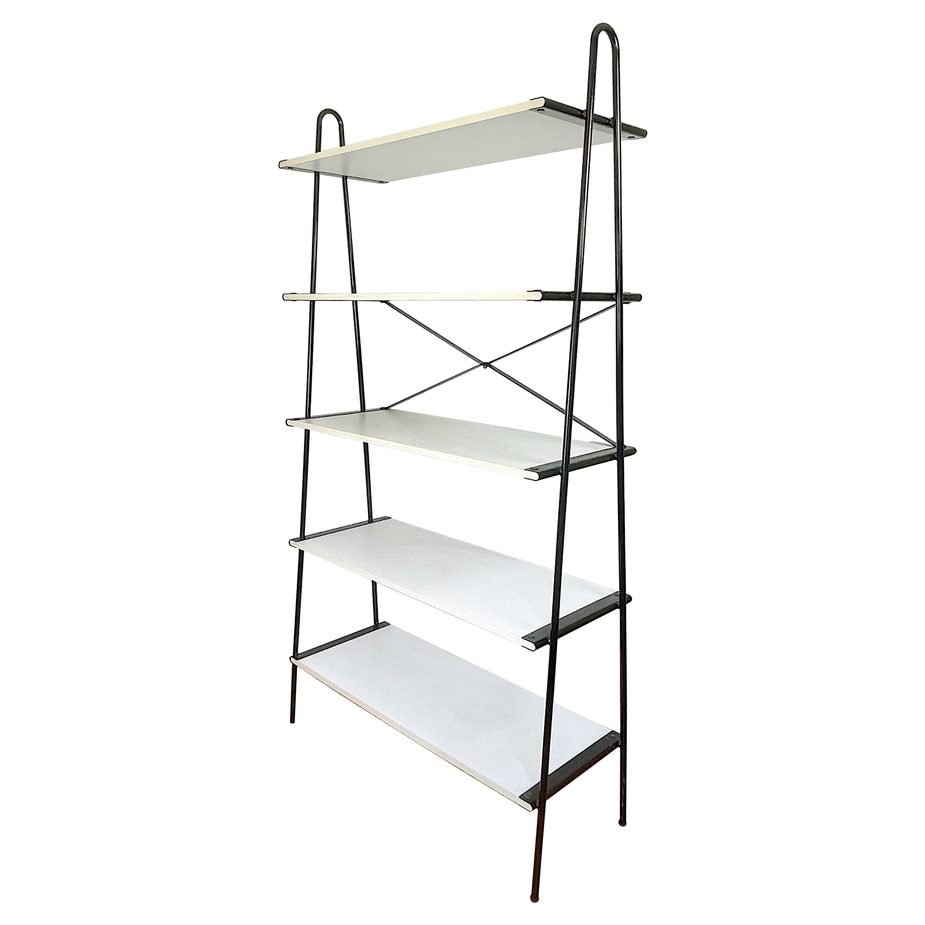 Italian Post-Modern Architectural Bookcase, Ladder Shelving Unit Etagere For Sale