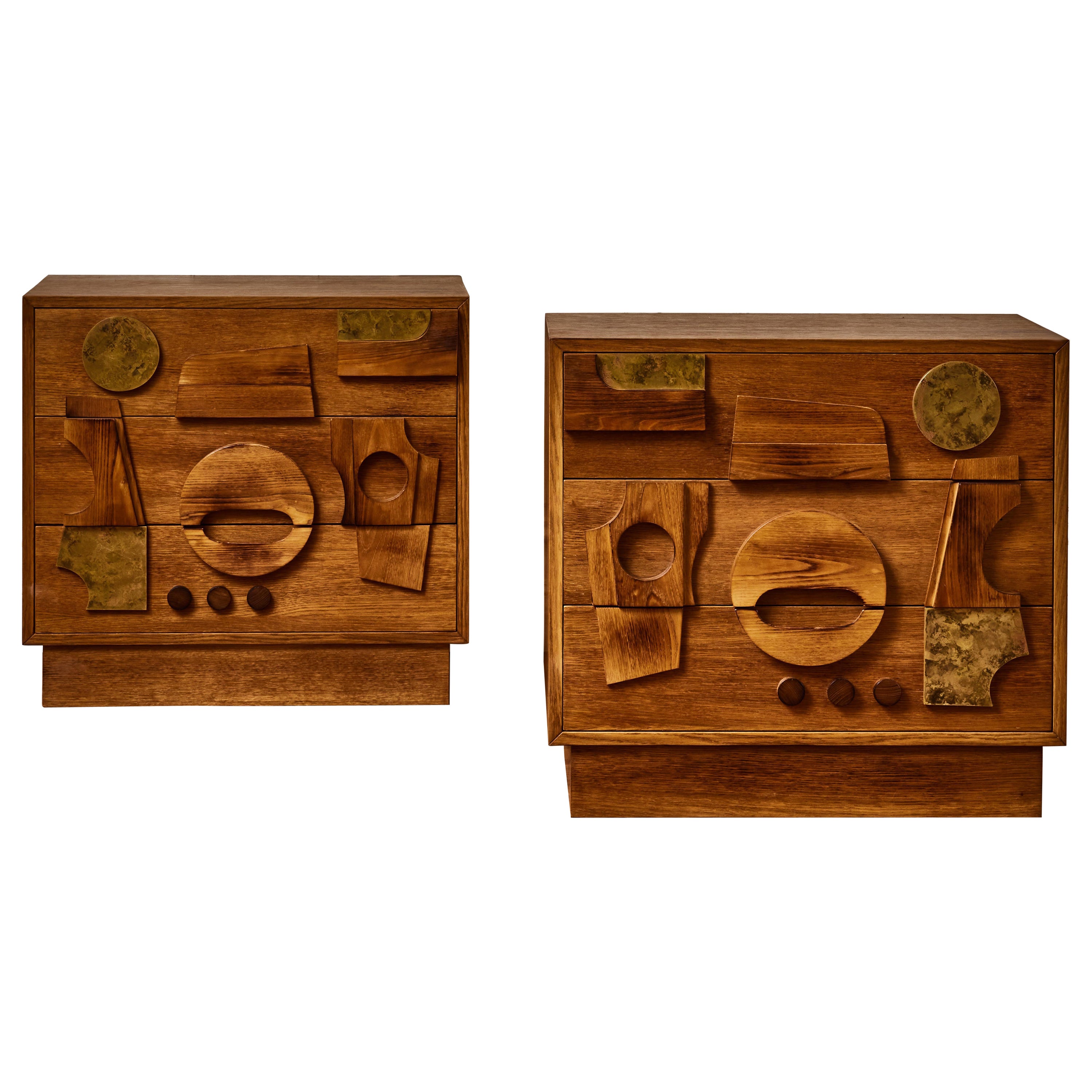 Pair of Wooden Nightstands by Studio Glustin For Sale