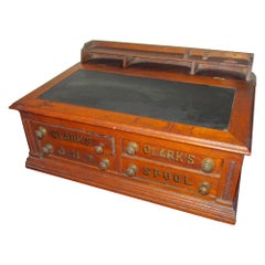 19thc American Oak Mercantile Country Store Desktop Clark's Spool Cabinet