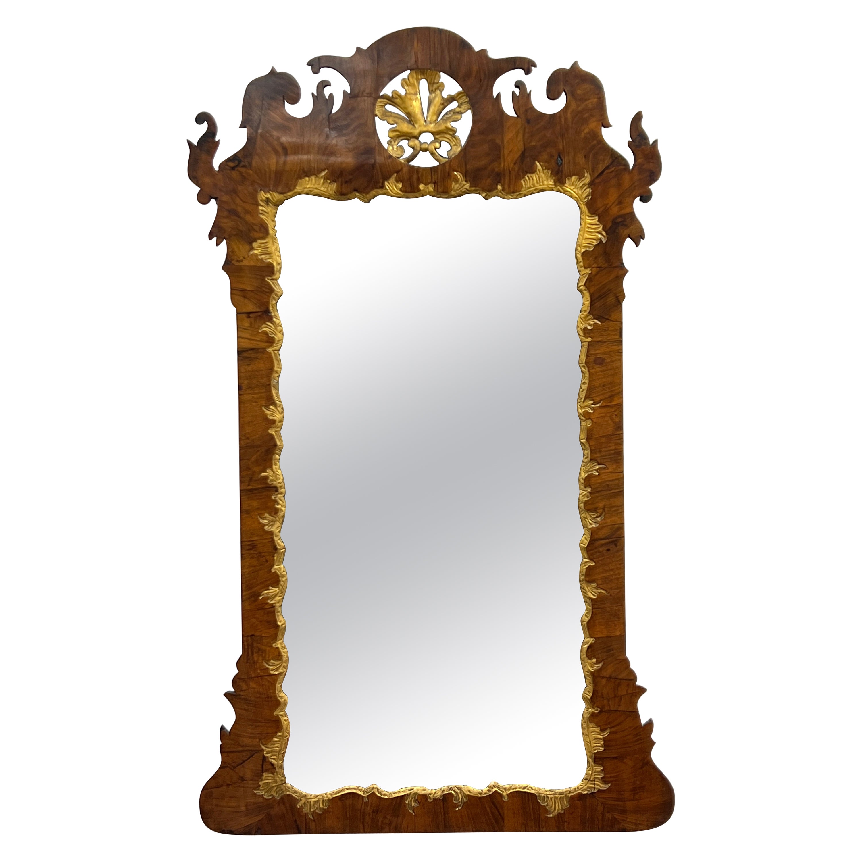 18th Century George II Parcel-Gilt Walnut Mirror