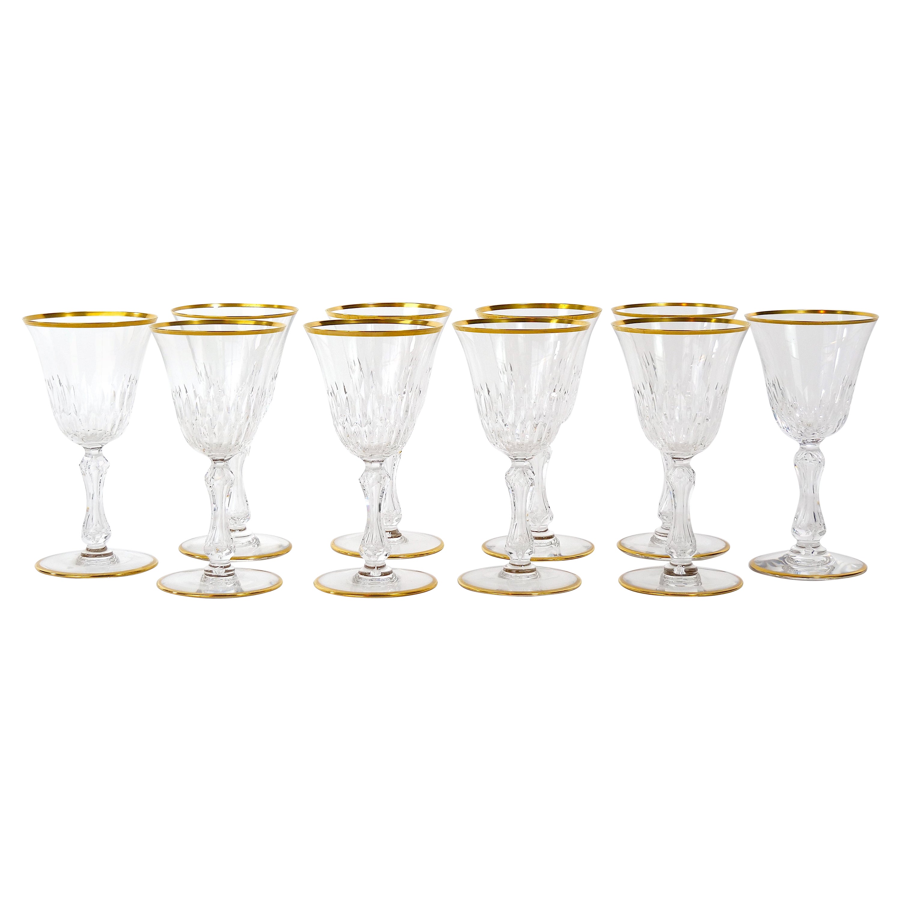 Saint Louis Crystal Gold Trim Tableware Service / 12 People For Sale
