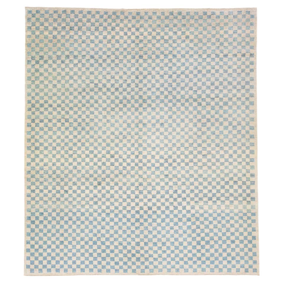 Grey Checkered Rug For Sale at 1stDibs | grey plaid rug, gray checkered ...