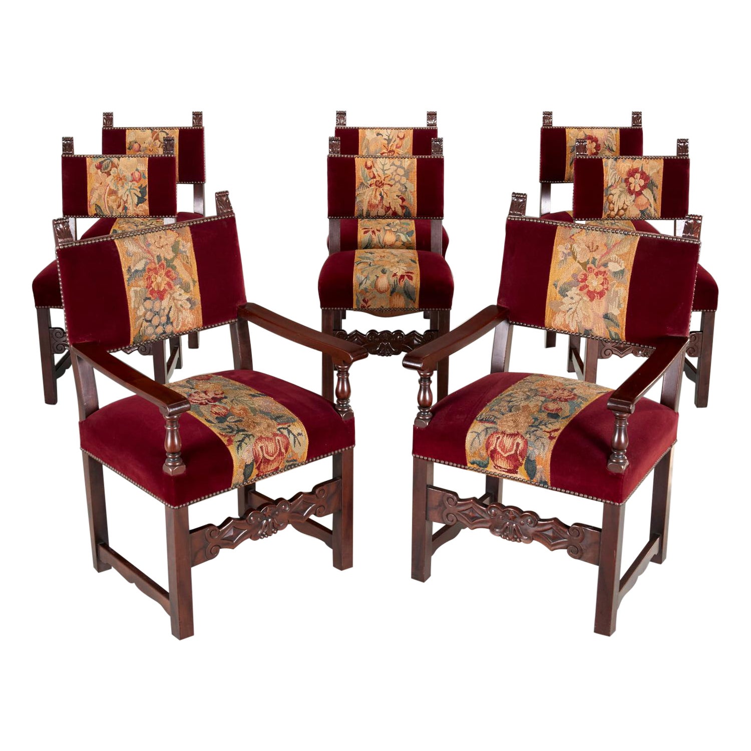 Italian Baroque Style Schmieg-Hungate & Kotzian LLC., Dining Chairs, Set of 8 For Sale