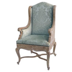 Chaise Wingback cruse du milieu du sicle avec velours taill en cladon