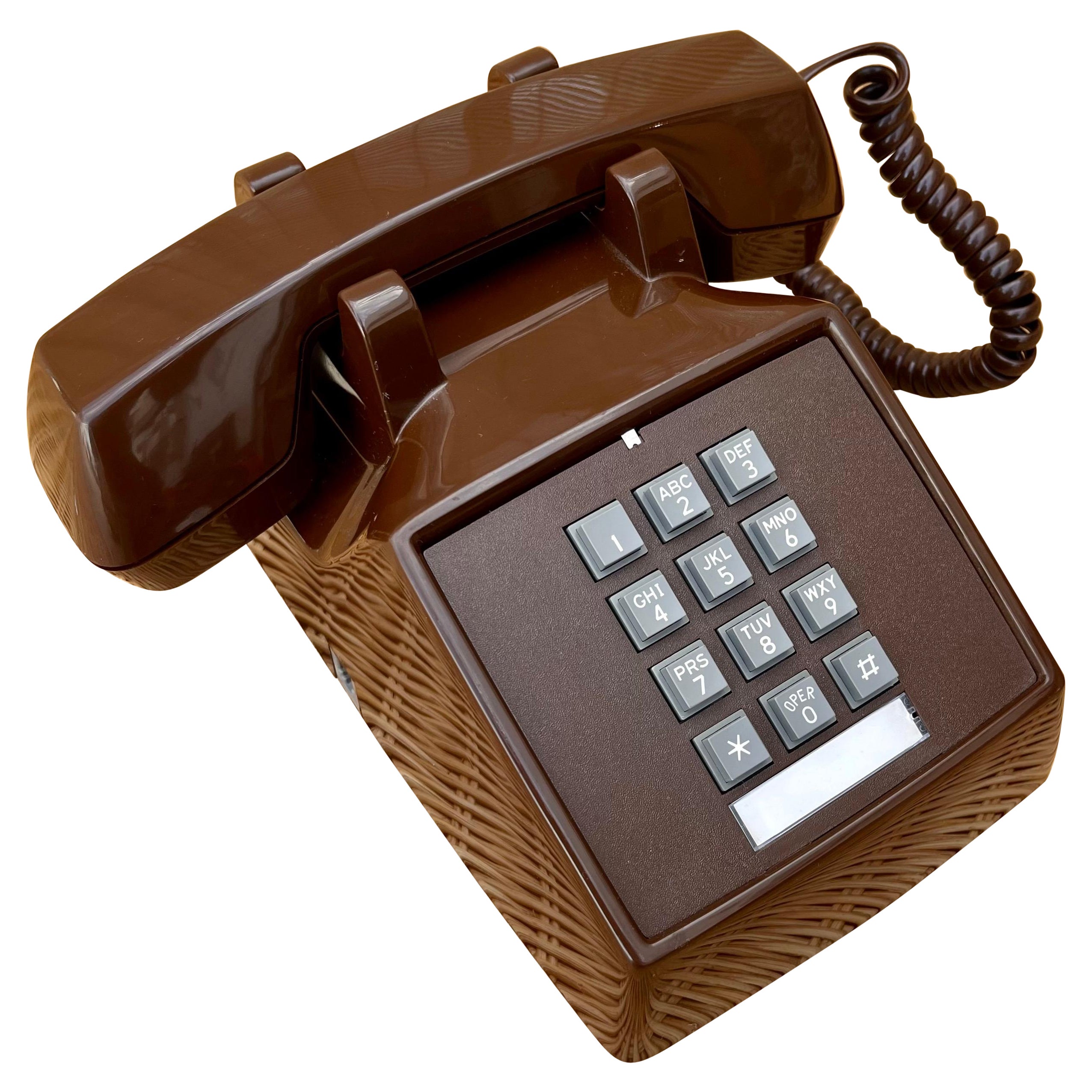 1980s Chocolate Brown Touchtone Desk Phone For Sale