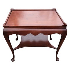 Used Hickory Chair Two Tier Mahogany Side Table with Gallery Top