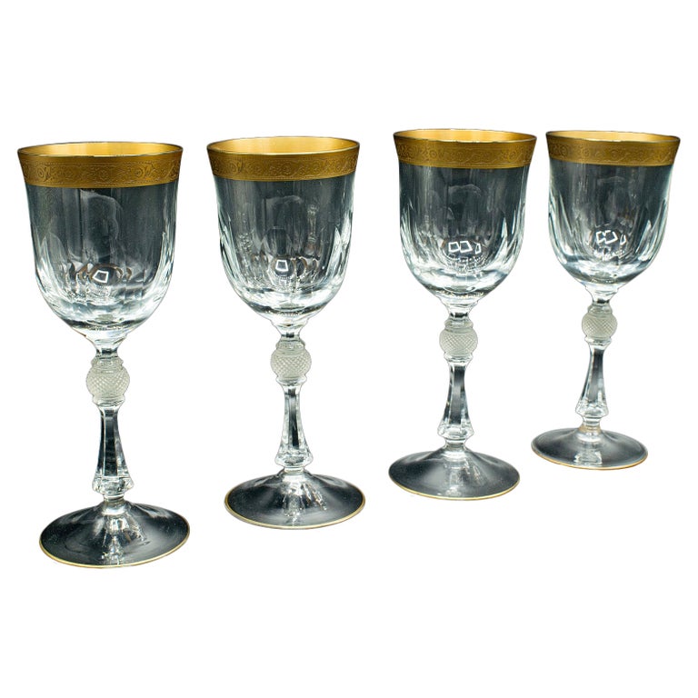 Set of 4 Antique Wine Glasses, French, Gilt, Decorative, Stem Glass, Art  Deco For Sale at 1stDibs | french wine glasses vintage, fall wine glasses  with stems