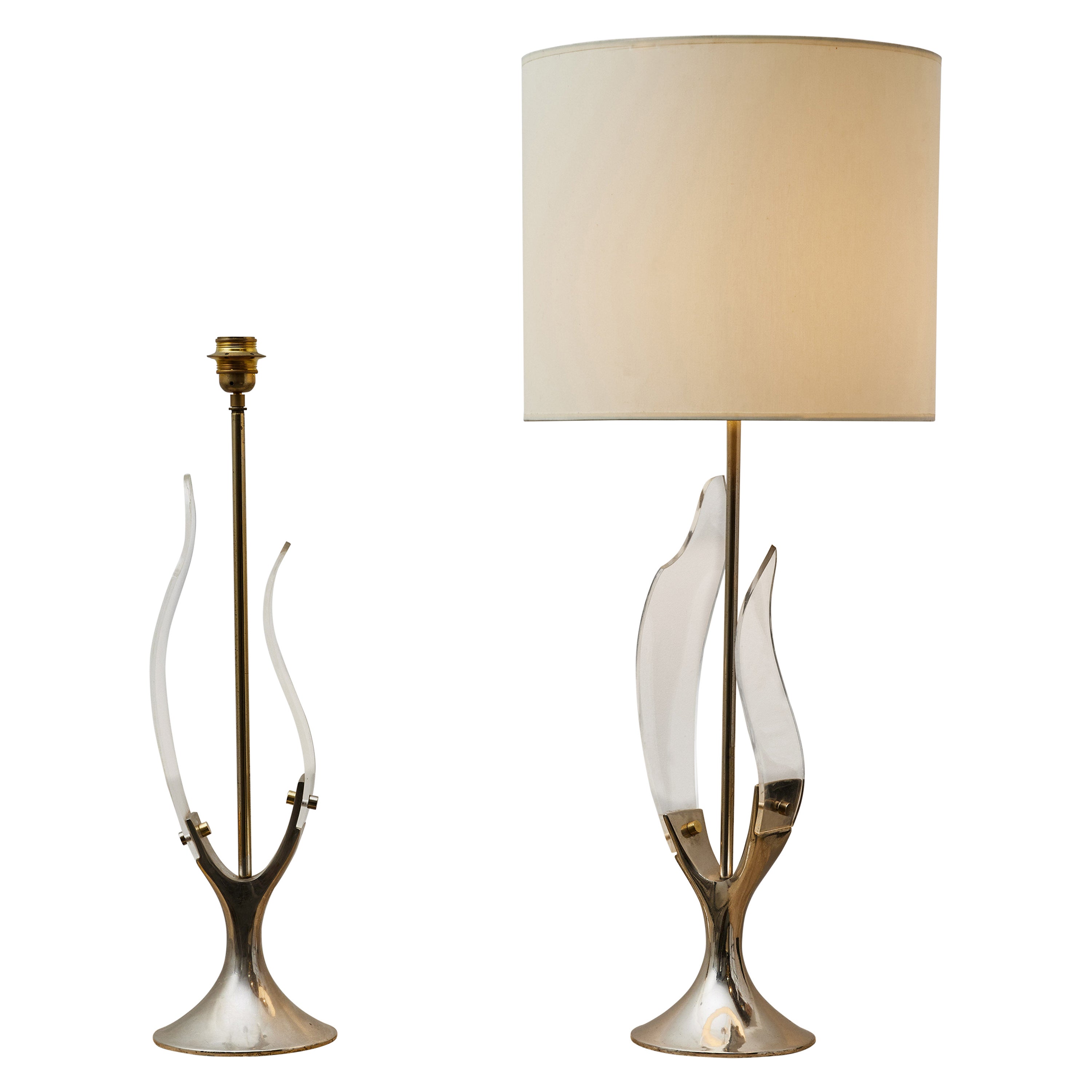 Vintage Pair "Flame" Table Lamps at Cost Price For Sale