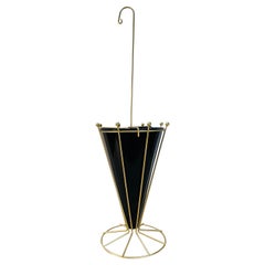 1950s Black & Gold Metal Umbrella Stand