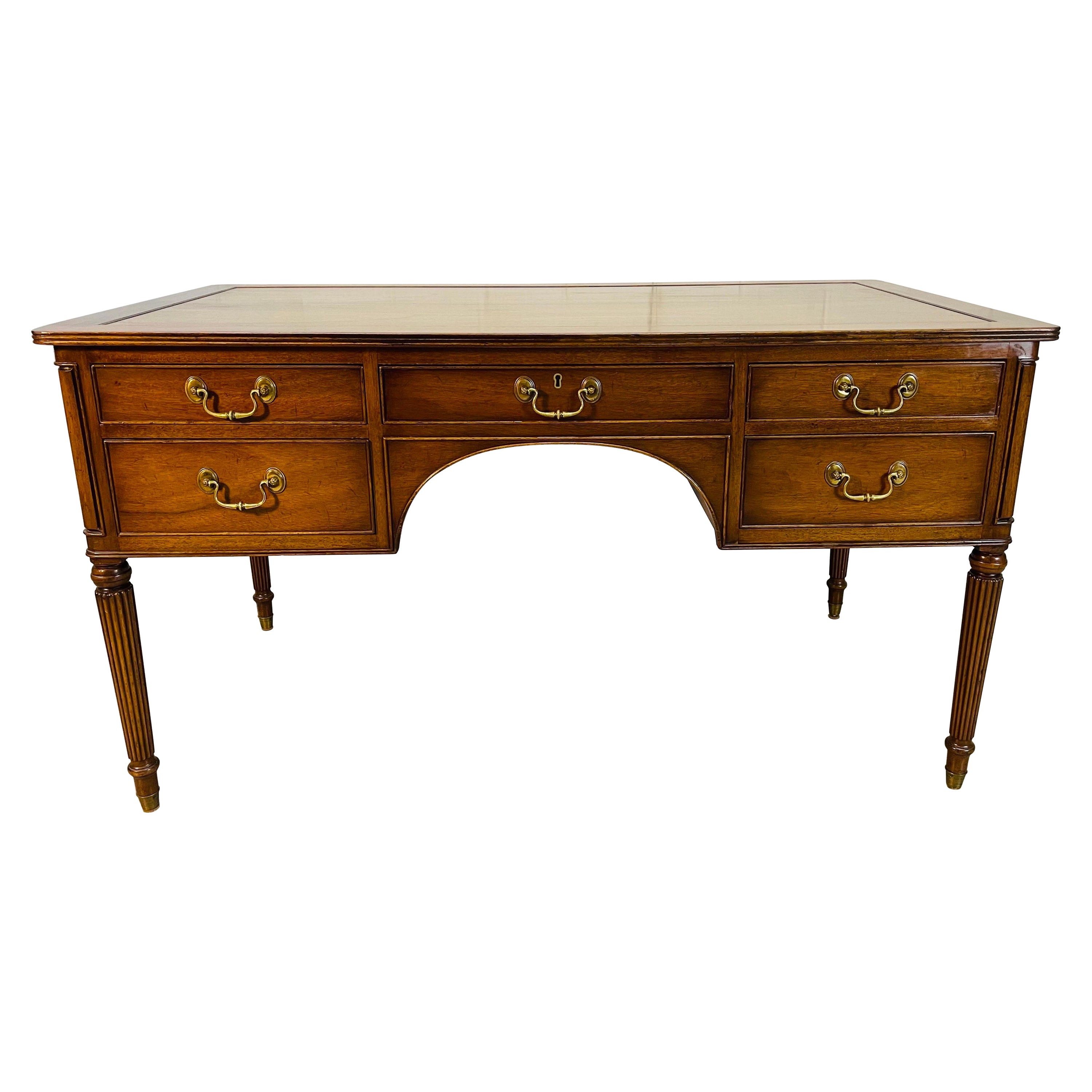 English Neoclassical Sheraton Style Mahogany Desk by Kittinger For Sale