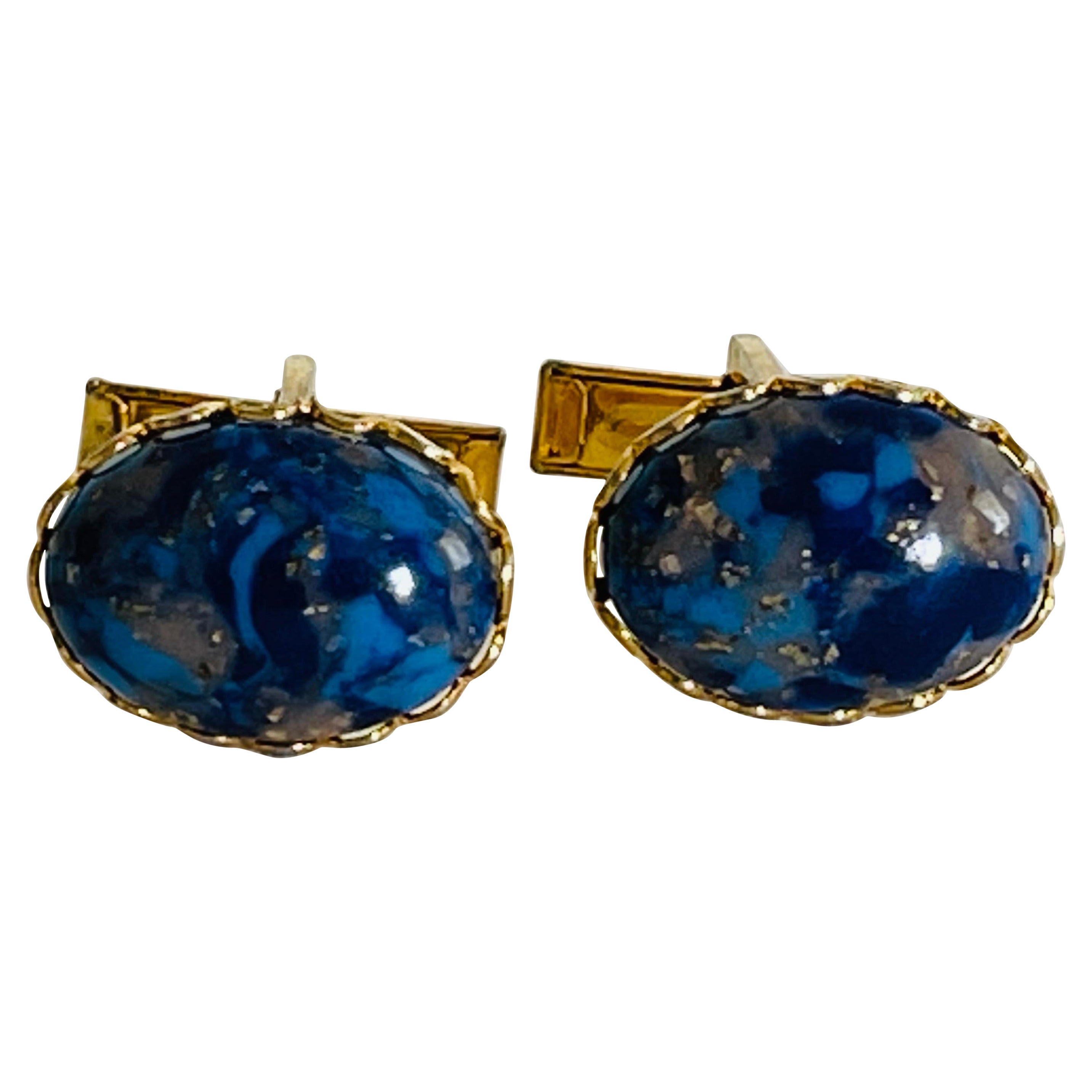 1960s Mens Gilt and Red Cuff Links, Pair at 1stDibs