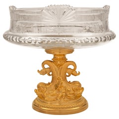 Antique A French 19th Century Louis XVI St. Ormolu And Baccarat Crystal Centerpiece Bowl