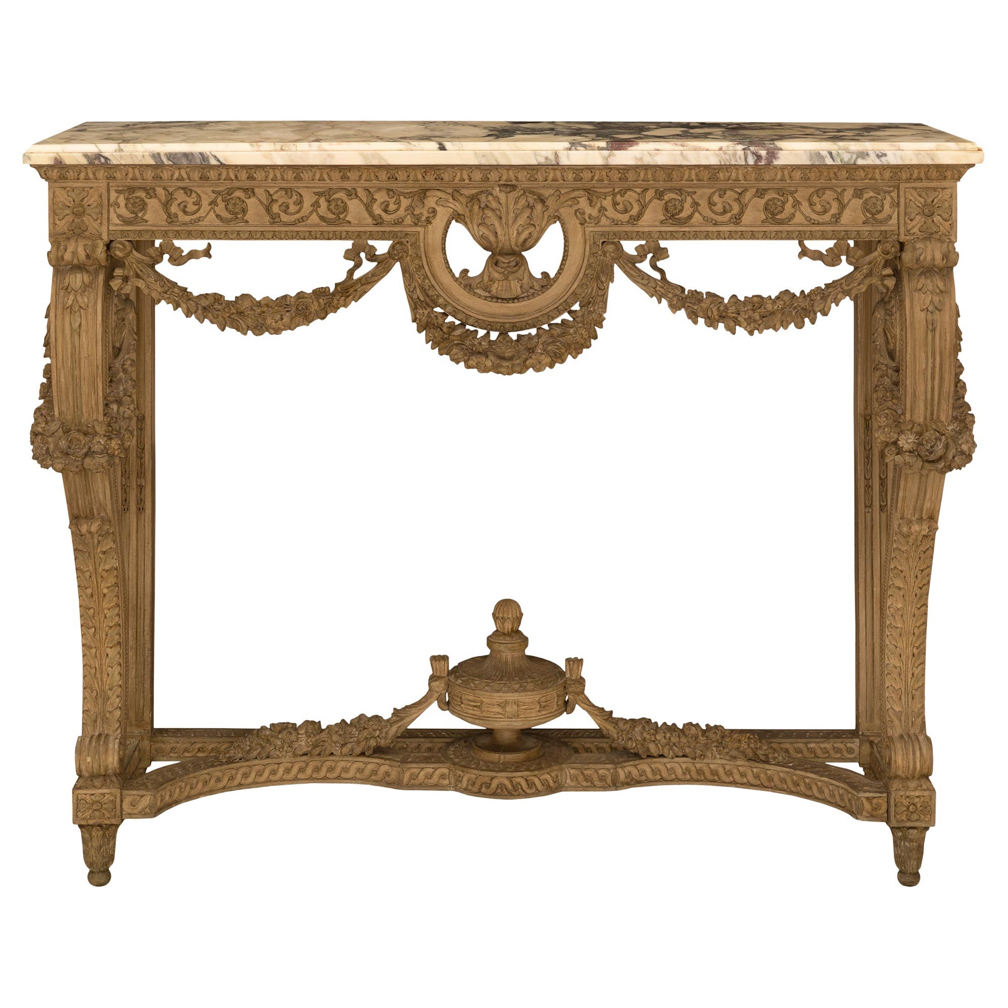 French 19th Century Louis XVI St. Patinated Wood And Marble Console For Sale